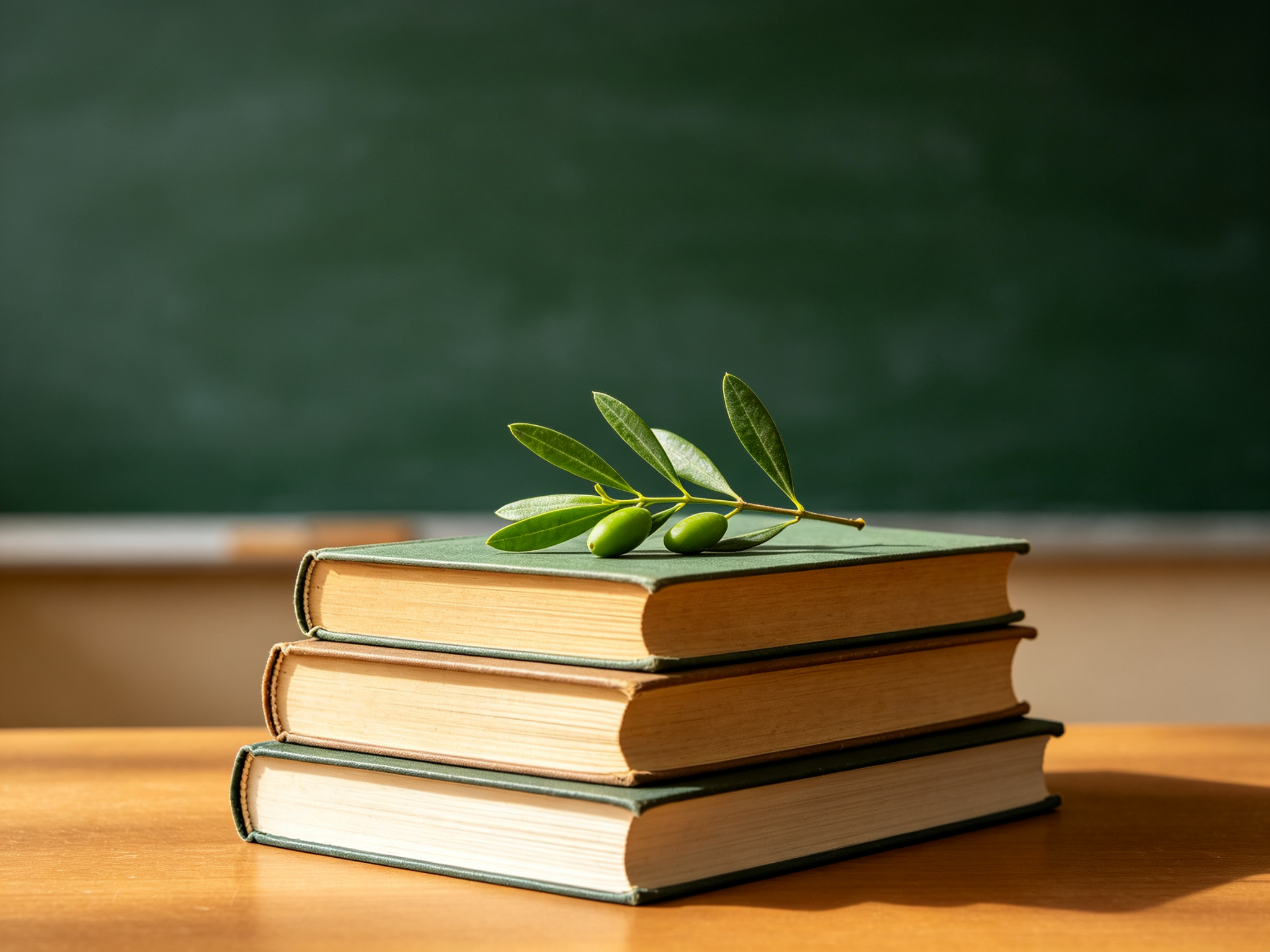 Books with an olive branch