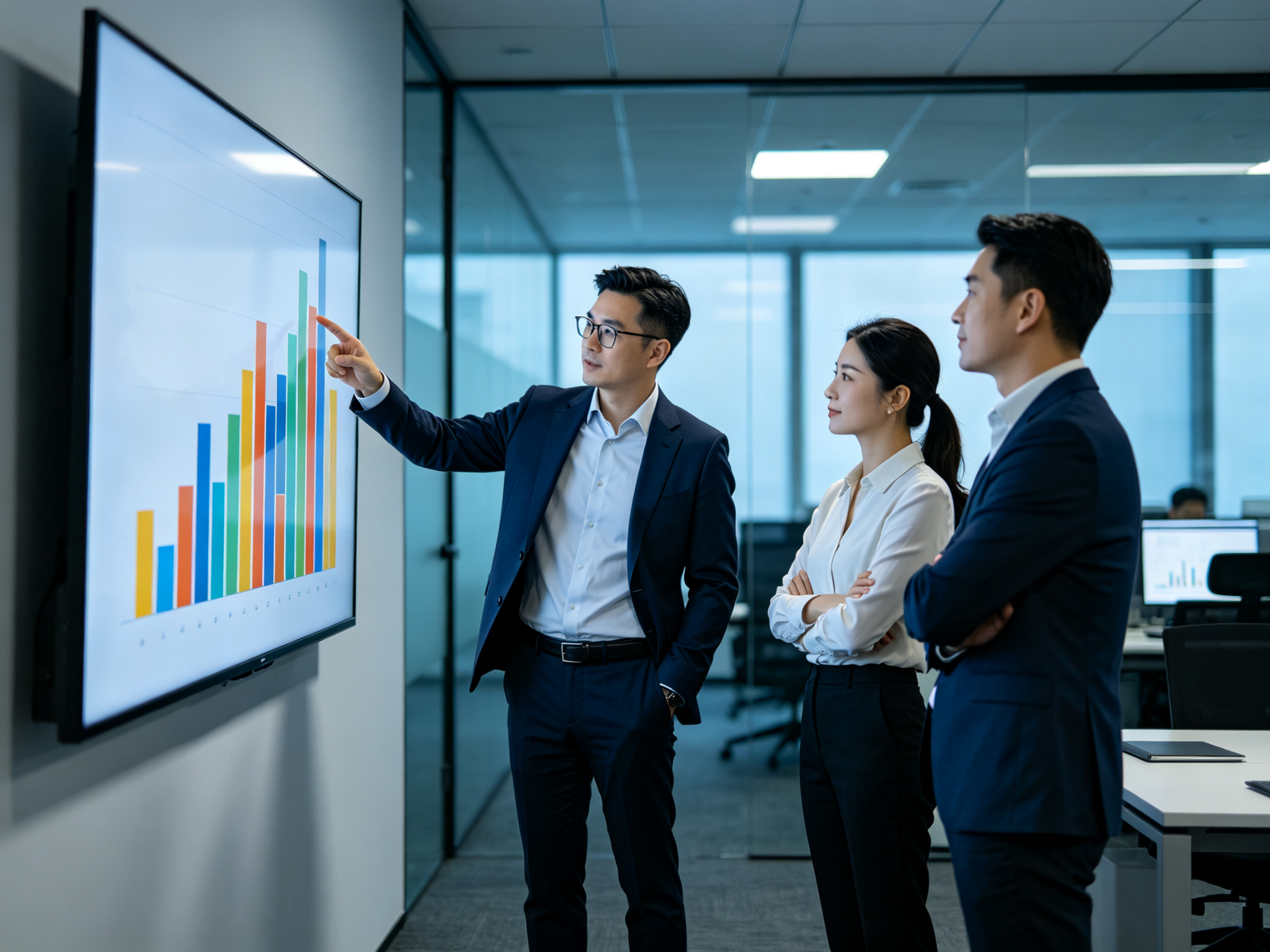 Analyst presenting social indicators