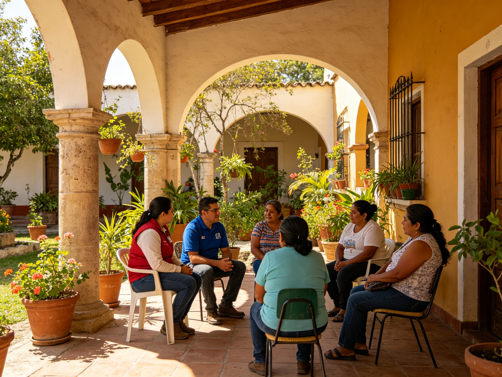 Mediation in a courtyard